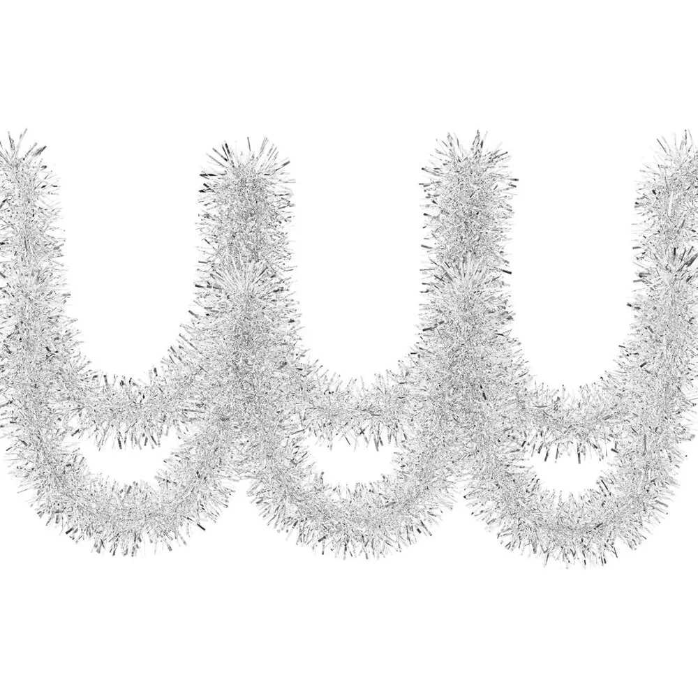 Dazzling 50' Silver Garland for Luxurious Holiday Decor and Easy Customization